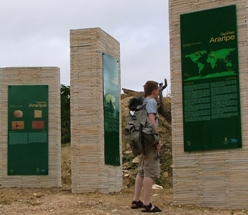 Fig. 2. The Crato Formation Geotope south of Nova Olinda in Ceará. Display boards explain the palaeontological and commercial importance of this finely laminated limestone in both Portuguese and English.